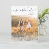 Minimalistisches Hochzeitsstipendium Foto Save the Einladung (Stehend Vorderseite)