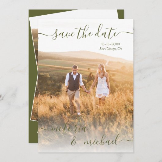 Minimalistisches Hochzeitsstipendium Foto Save the Einladung (Vorne/Hinten)