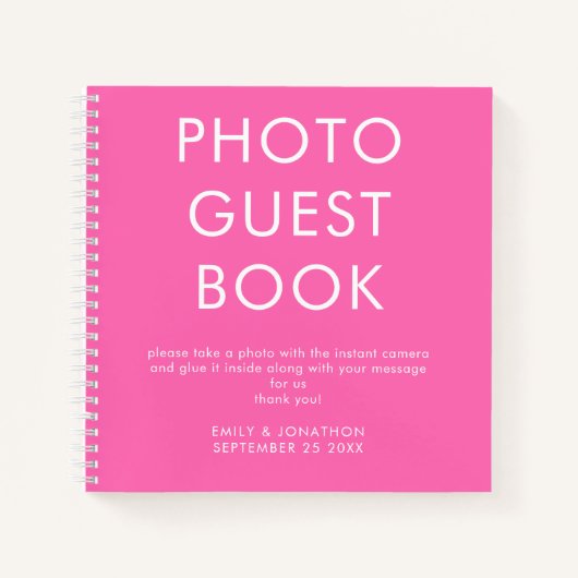 Minimalistisches Hochzeitsszenario Foto Hot Pink G Notizblock (Vorderseite)