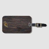 Minimalistisches Holzmuster Monogramm handschriftl Gepäckanhänger (Vorderseite (Horizontal))