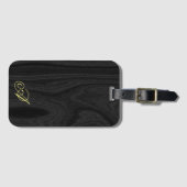 Minimalistisches Holzmuster Monogramm handschriftl Gepäckanhänger (Vorderseite (Horizontal))