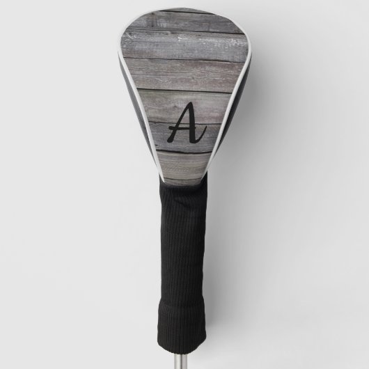 Minimalistisches Holzmuster Monogramm handschriftl Golf Headcover (Vorderseite)