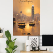 Minimalistisches Hong Kong Skyline - Soft Tones Ar Poster (Heimbüro)