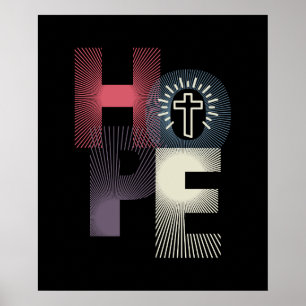 Minimalistisches "Hope" Cross 20 x 24 Poster