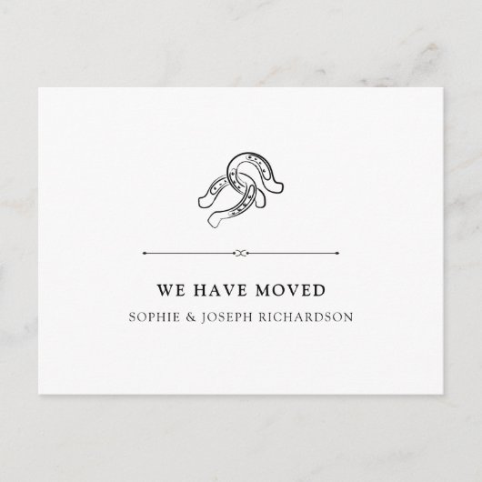 Minimalistisches Horseshoe | Ankündigung der Beför Postkarte (Vorderseite)