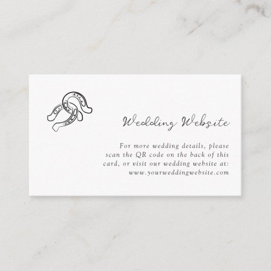 Minimalistisches Horseshoe | Hochzeitsseite QR Cod Begleitkarte (Vorderseite)