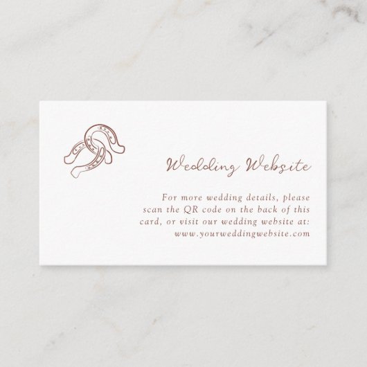 Minimalistisches Horseshoe | Hochzeitsseite QR Cod Begleitkarte (Vorderseite)