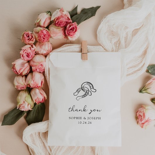Minimalistisches Horseshoe | Schwarz-Weiß-Hochzeit Geschenktütchen