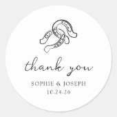 Minimalistisches Horseshoe | Schwarz-Weiß-Hochzeit Runder Aufkleber (Vorderseite)