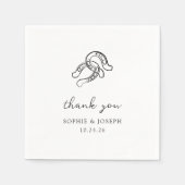 Minimalistisches Horseshoe | Schwarz-Weiß-Hochzeit Serviette (Vorderseite)