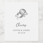 Minimalistisches Horseshoe | Schwarz-Weiß-Hochzeit Weinetikett (Einzelnes Label)