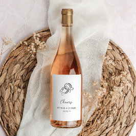 Minimalistisches Horseshoe | Schwarz-Weiß-Hochzeit Weinetikett