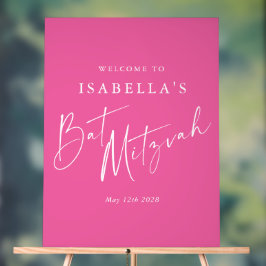 Minimalistisches Hot Pink Custom Bat Mitzvah Willk Acrylschild