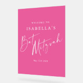 Minimalistisches Hot Pink Custom Bat Mitzvah Willk Acrylschild (Winkel)