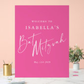 Minimalistisches Hot Pink Custom Bat Mitzvah Willk Acrylschild (Hochzeit)