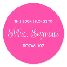 Minimalistisches Hot-Pink-Lehrerbibliotheksschild