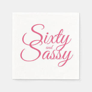 Minimalistisches Hot Pink und Sassy 60. Geburtstag Serviette