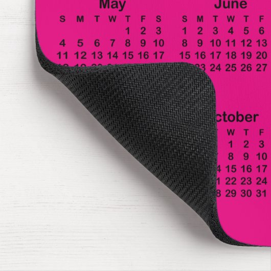 Minimalistisches Hot Pink und Schwarz 2025-Kalende Mousepad (Ecke)
