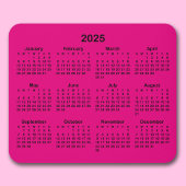 Minimalistisches Hot Pink und Schwarz 2025-Kalende Mousepad