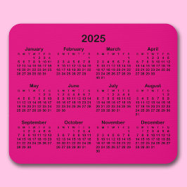 Minimalistisches Hot Pink und Schwarz 2025-Kalende Mousepad