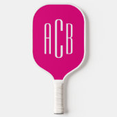 Minimalistisches Hot-Pink und Weiß-3-Buchstaben-Mo Pickleball Schläger (Vorderseite)
