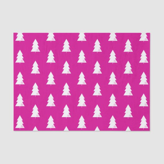 Minimalistisches Hot Pink White Christmas Tree Mus Seidenpapier (Vorderseite)