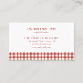 Minimalistisches House Logo Rot & Weiß Kariert Rea Visitenkarte (Rückseite)