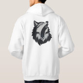 Minimalistisches Howling Wolf Grafikdesign Hoodie (Rückseite)