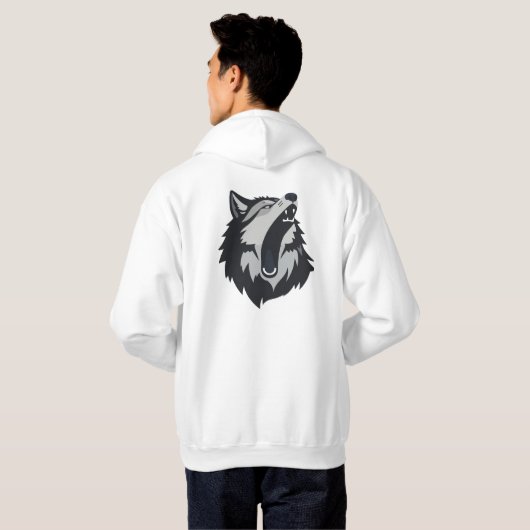 Minimalistisches Howling Wolf Grafikdesign Hoodie (Schwarz voll)