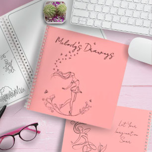 Minimalistisches Hübsches Pink Girl Girl Spiral No Notizblock