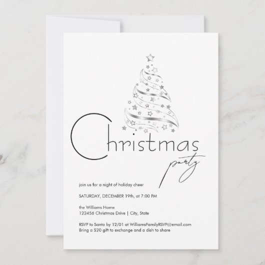 Minimalistisches Hygge Black and White Christmas P Einladung (Vorderseite)