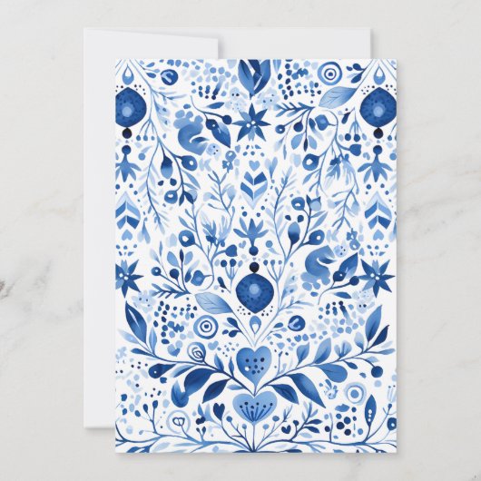 Minimalistisches Hygge White and Blue Party Einladung (Rückseite)