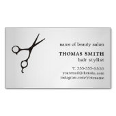 Minimalistisches Imitat-Silber-Schwarzes Scissor Magnetische Visitenkarte (Vorderseite)