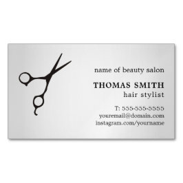 Minimalistisches Imitat-Silber-Schwarzes Scissor Magnetische Visitenkarte