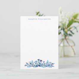 Minimalistisches Indigoblau Tinte Botanisch Person Mitteilungskarte