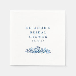 Minimalistisches Indigoblau Tinte Botanisches Brau Serviette