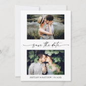 Minimalistisches InkScript Couple 2 Foto QR-Code Save The Date (Vorderseite)
