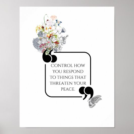 Minimalistisches innen PEACE Illustriertes Zitat Poster (Vorne)