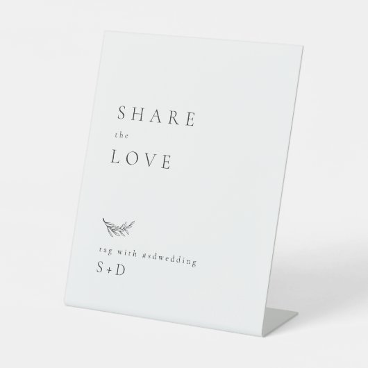 Minimalistisches Instagram-Hashtag-Hochzeitsszeich Sockelschild (Vorderseite)