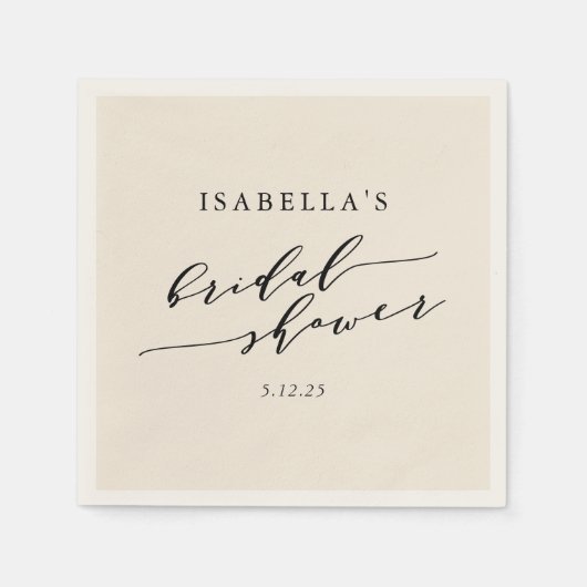 Minimalistisches Ivory Classic Script-Brautparty Serviette (Vorderseite)