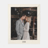 Minimalistisches Ivory Ecru Black Elegante Hochzei Fleecedecke (Vorderseite)