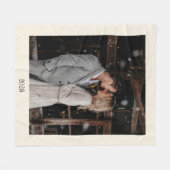 Minimalistisches Ivory Ecru Black Elegante Hochzei Fleecedecke (Vorderseite (Horizontal))