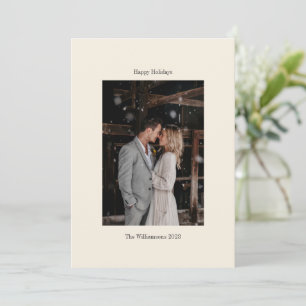 Minimalistisches Ivory Ecru Elegantes Hochzeitssze Feiertagskarte