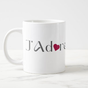 Minimalistisches J'Adore, romantisches französisch Jumbo-Tasse