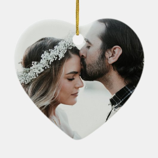 Minimalistisches Jahr Wir Got Verheiratete Namen u Keramik Ornament (Hinten)