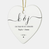 Minimalistisches Jahr Wir Got Verheiratete Namen u Keramik Ornament (Links)