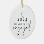 Minimalistisches Jahr Wir Got Verlobte Herznamen Keramik Ornament (Rechts)