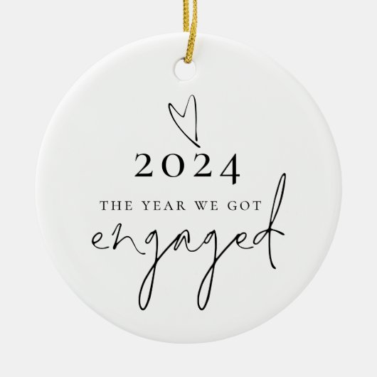 Minimalistisches Jahr Wir Got Verlobte Herznamen Keramik Ornament (Vorne)