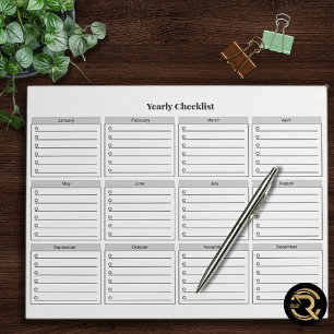 Minimalistisches Jahres-Checklisten-Notizbuch Notizblock