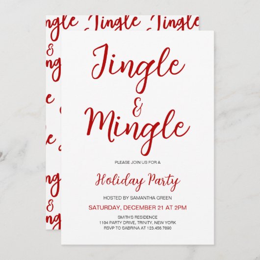 Minimalistisches Jingle und Mingle Weihnachts-Part Einladung (Vorne/Hinten)